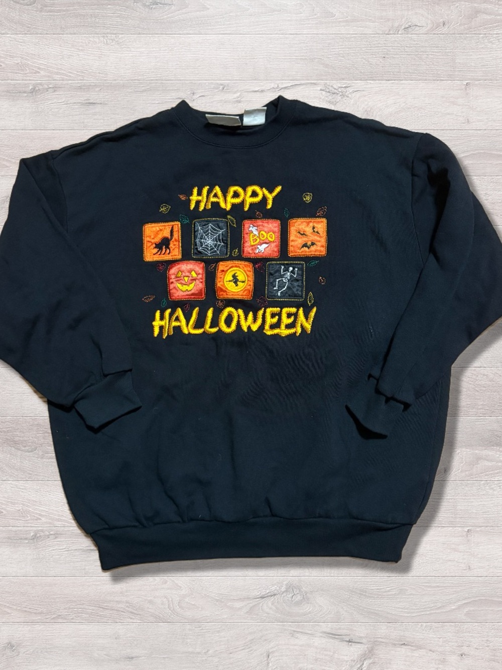 Vintage 90s Basic Editions Happy Halloween Pullover Crewneck Sweatshirt Large